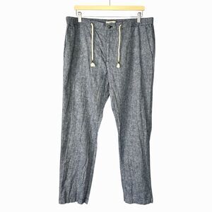 CELIO Men's Linen Cotton Blend Chino Pants Drawstrings Size 38 Blue 30" Inseam